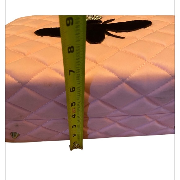 EUC MY FLAT IN LONDON QUEEN BEE PINK NYLON & LEATHER QUILTD TOTE BAG - Picture 10 of 10